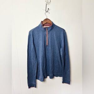 Robert Graham blue 1/4 zip pullover sweater cotton size L